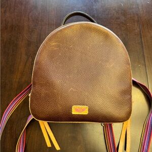 Consuela Brown Leather Backpack with Multicolor Straps